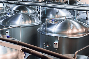 Image of automated beer tanks in a brewery